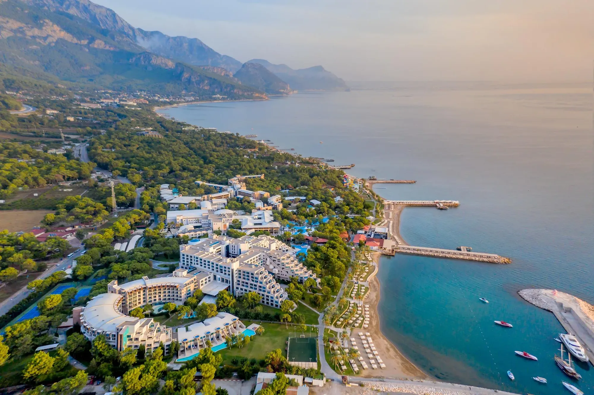 Aerial view of the Sungate resort on the Antalya coast